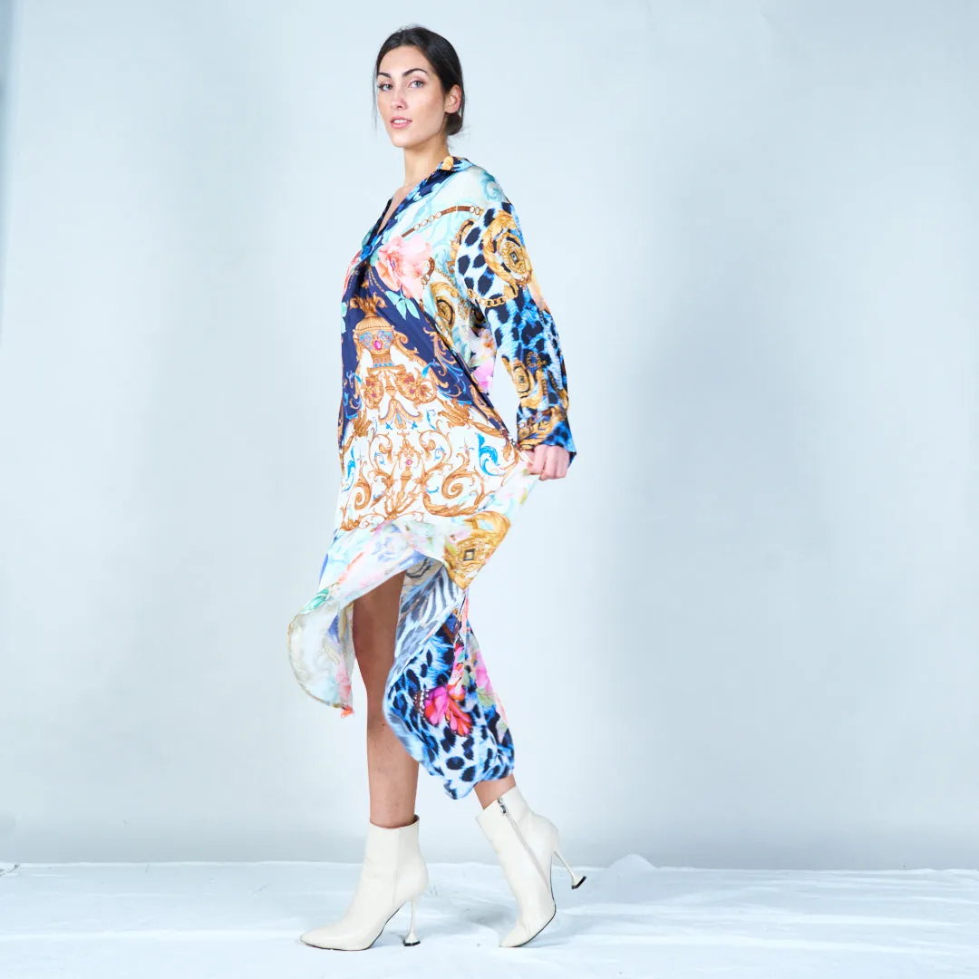 Elegant midi kaftan with mixed patterns wholesale