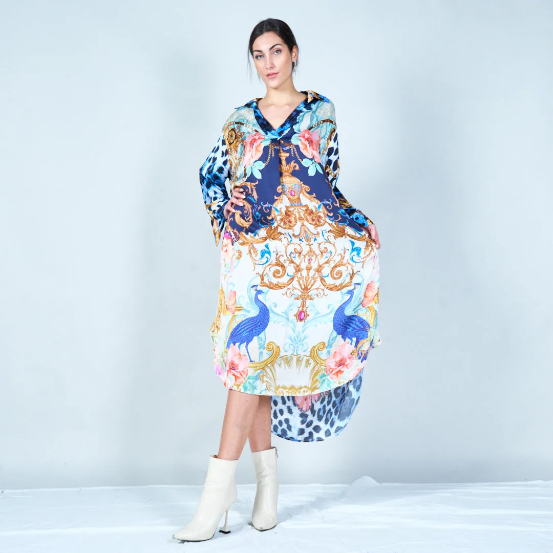 Elegant midi kaftan with mixed patterns wholesale
