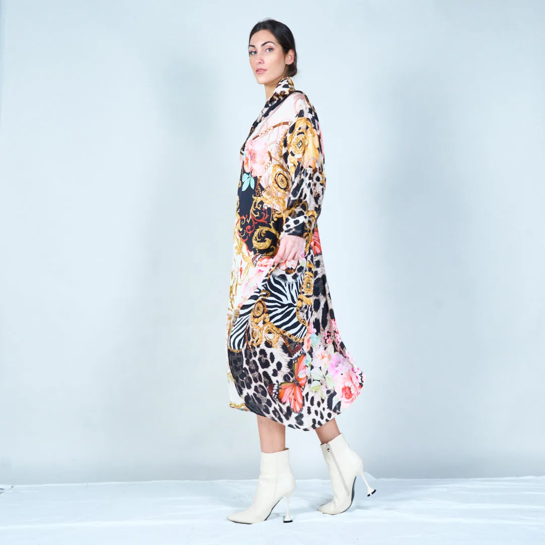 Elegant midi kaftan with mixed patterns wholesale