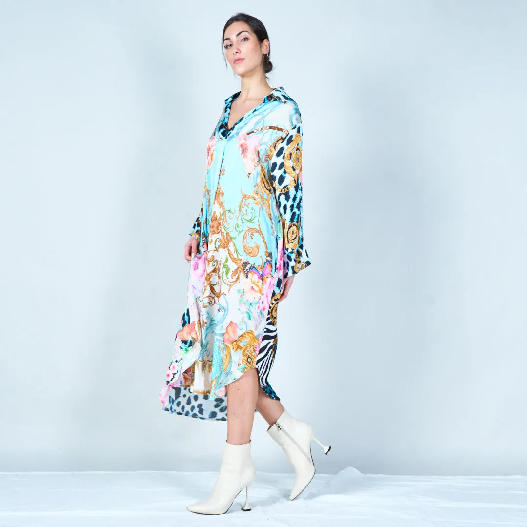 Elegant midi kaftan with mixed patterns wholesale