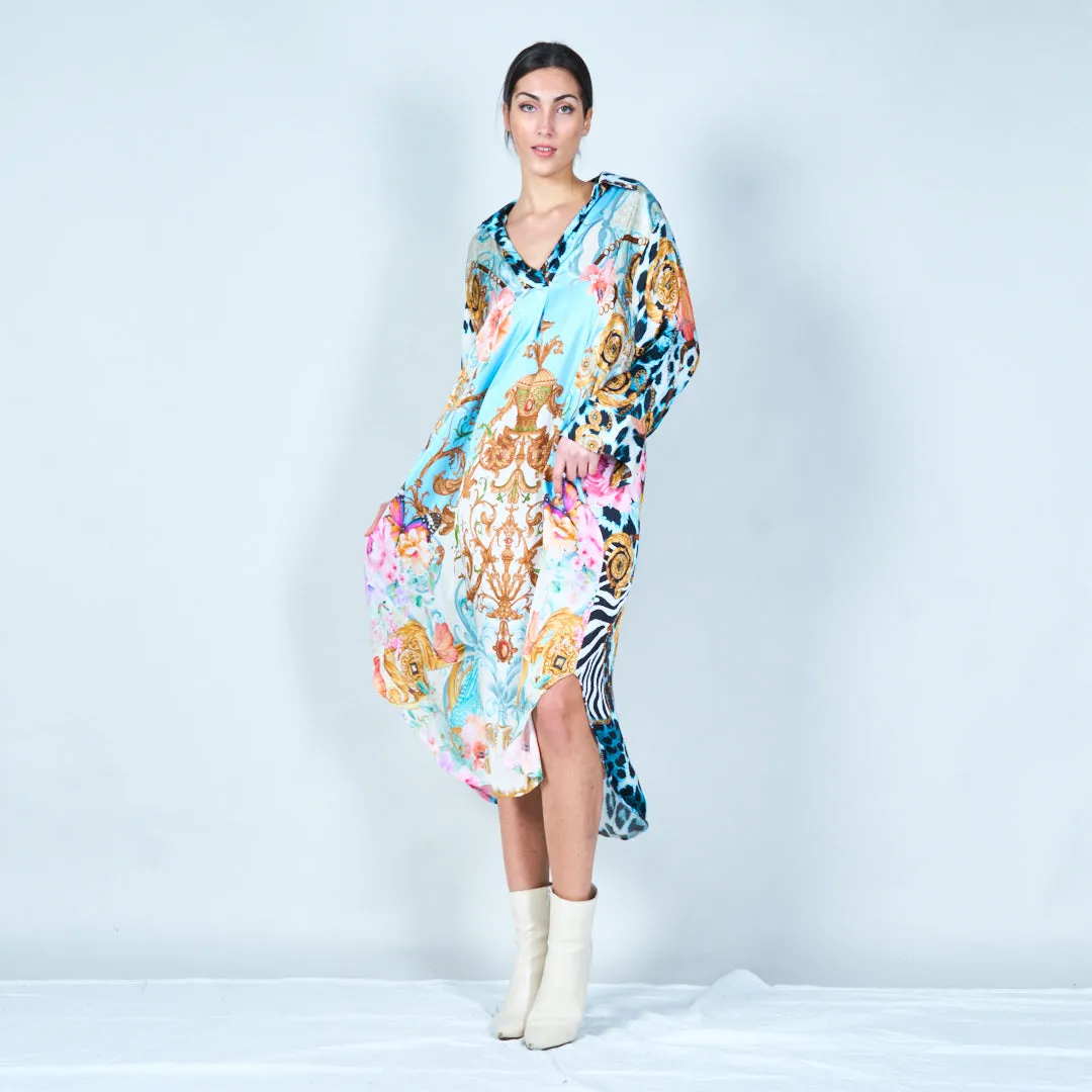 Elegant midi kaftan with mixed patterns wholesale