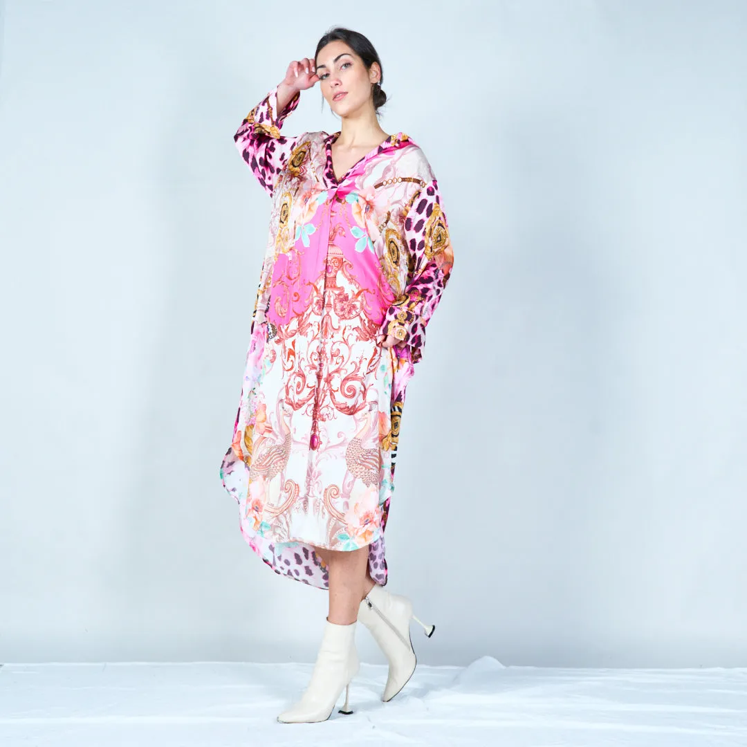 Elegant midi kaftan with mixed patterns wholesale