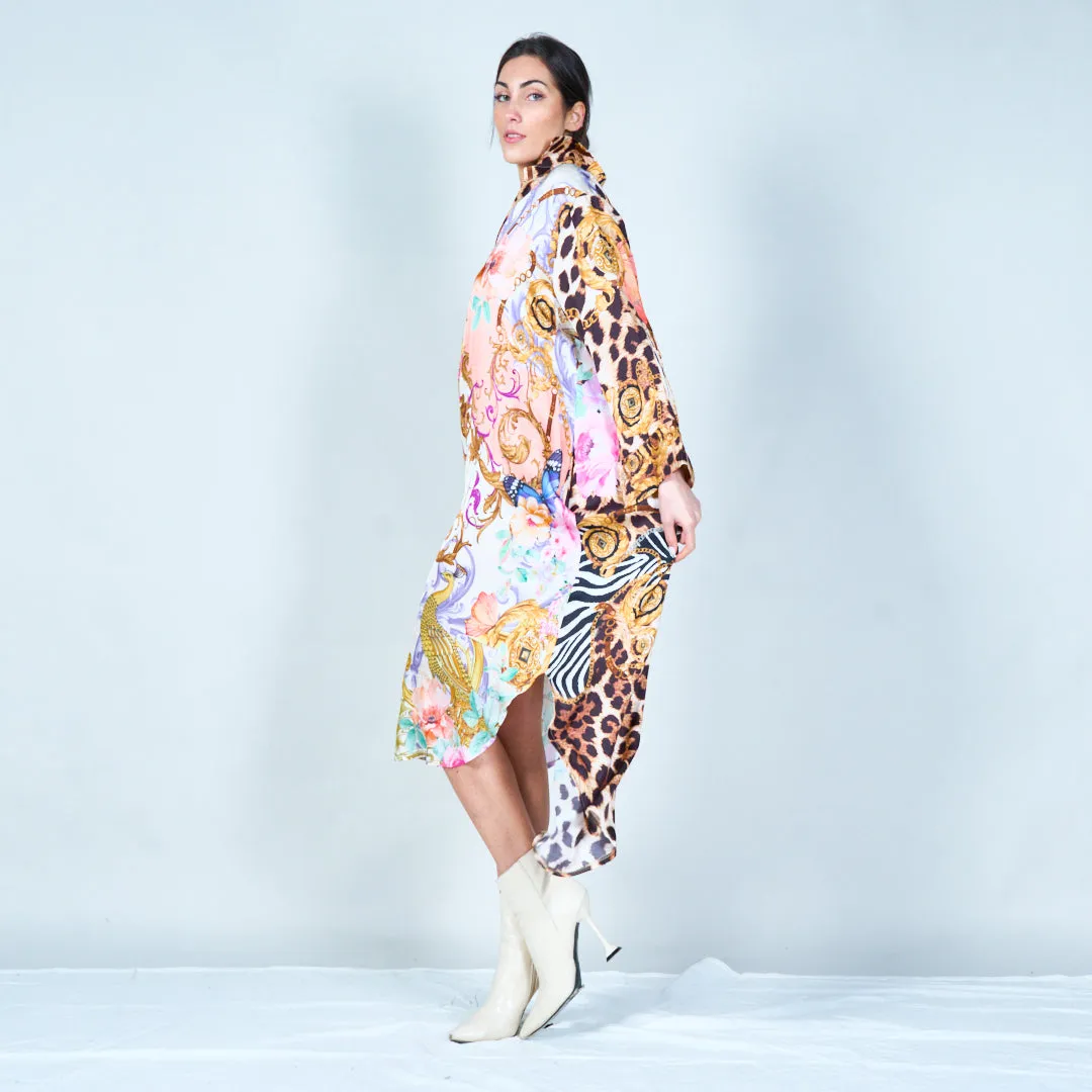 Elegant midi kaftan with mixed patterns wholesale