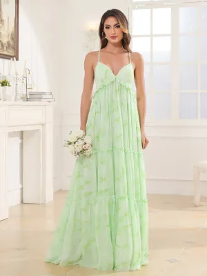 Empire Chiffon Tiered Skirt Max Bohemian Dresses Sage Dream