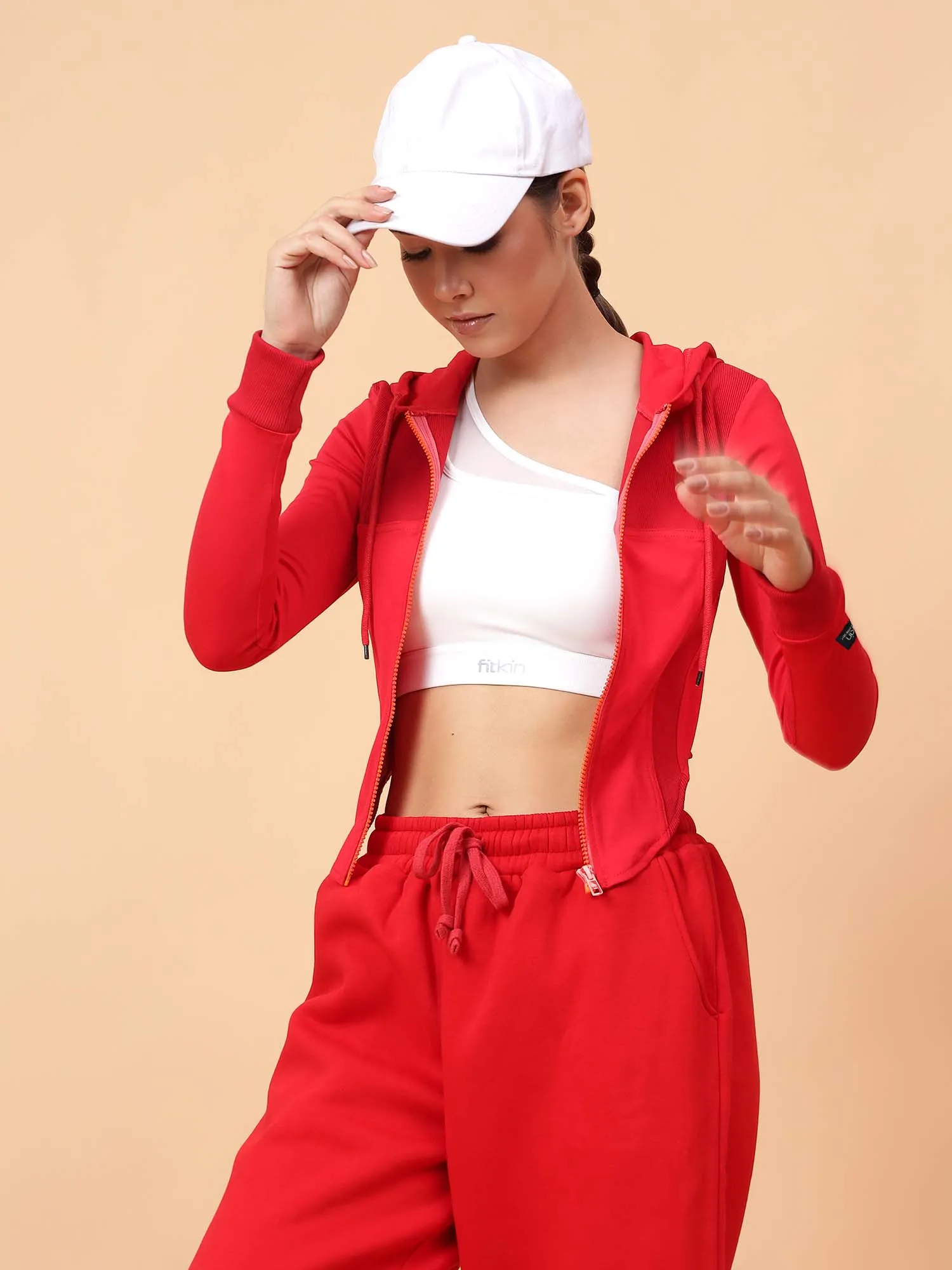 Fikin Women Red Fleece Corset Jacket