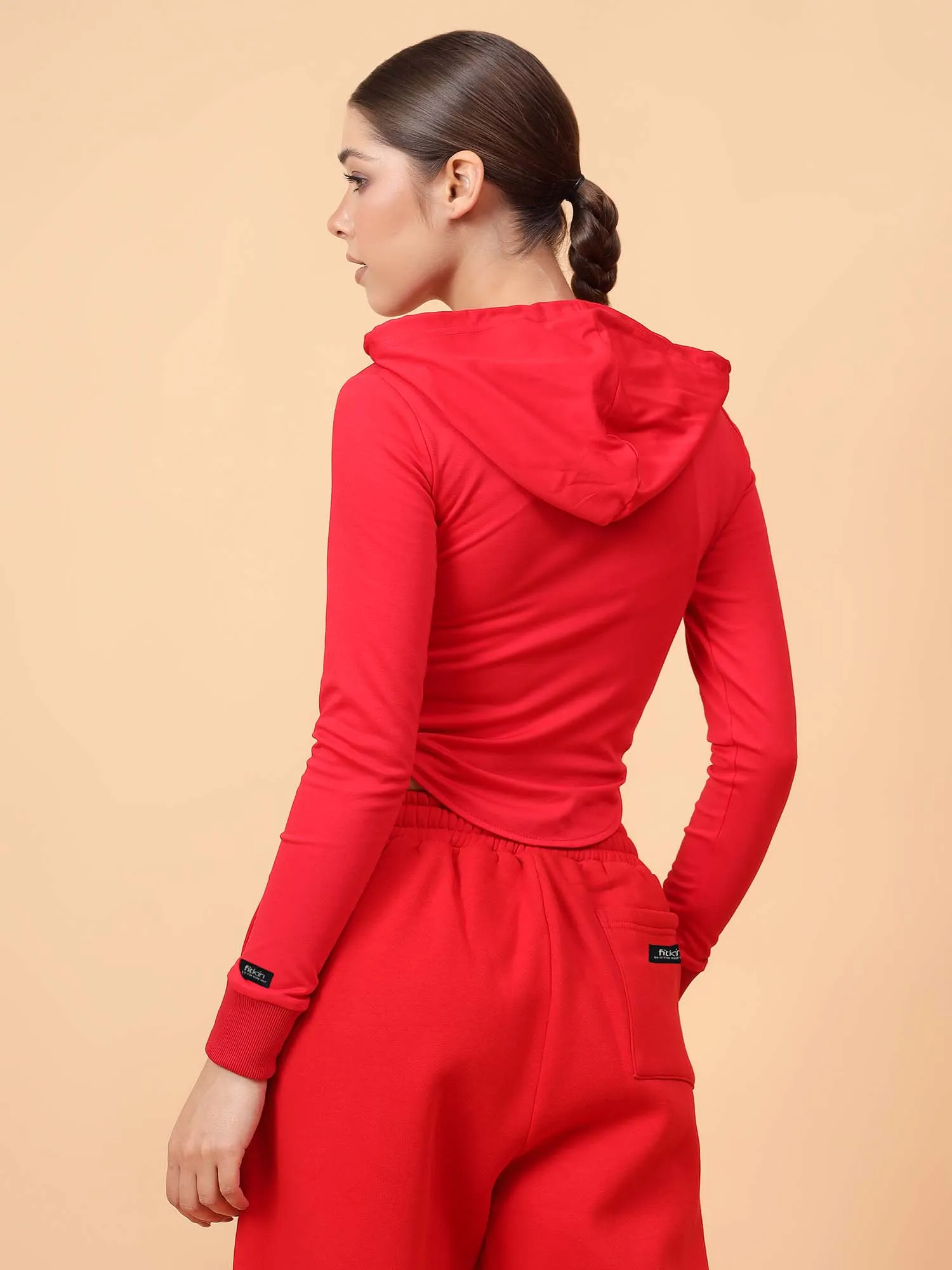 Fikin Women Red Fleece Corset Jacket