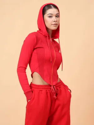 Fikin Women Red Fleece Corset Jacket