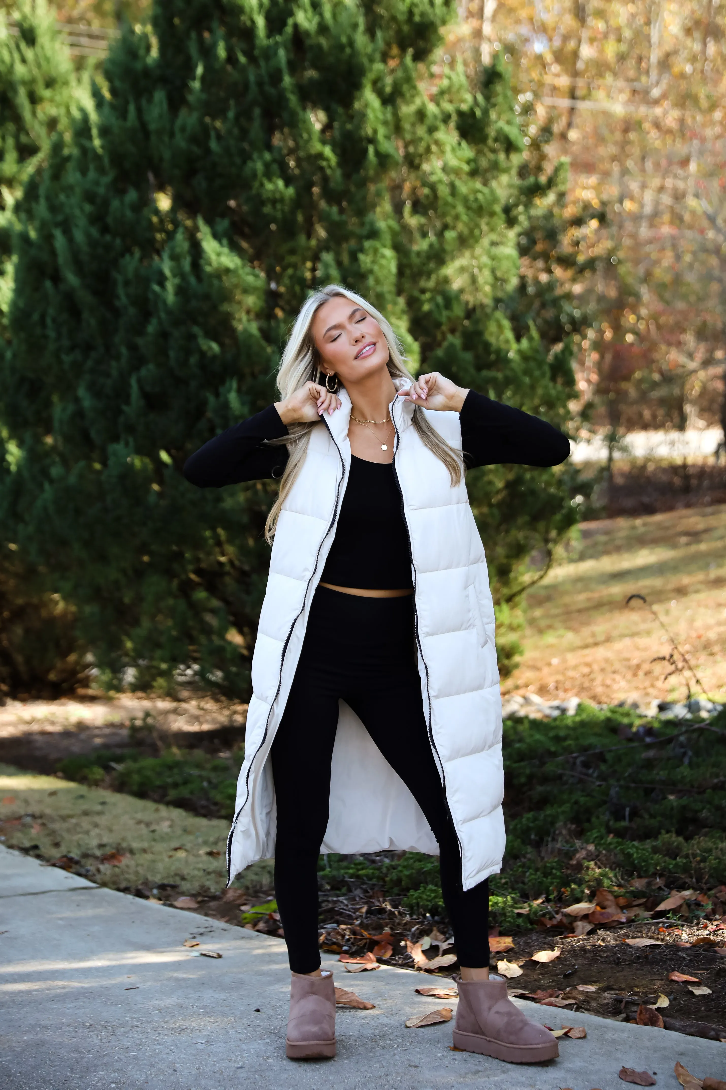 FINAL SALE - Slope Sweetie Cream Longline Puffer Vest