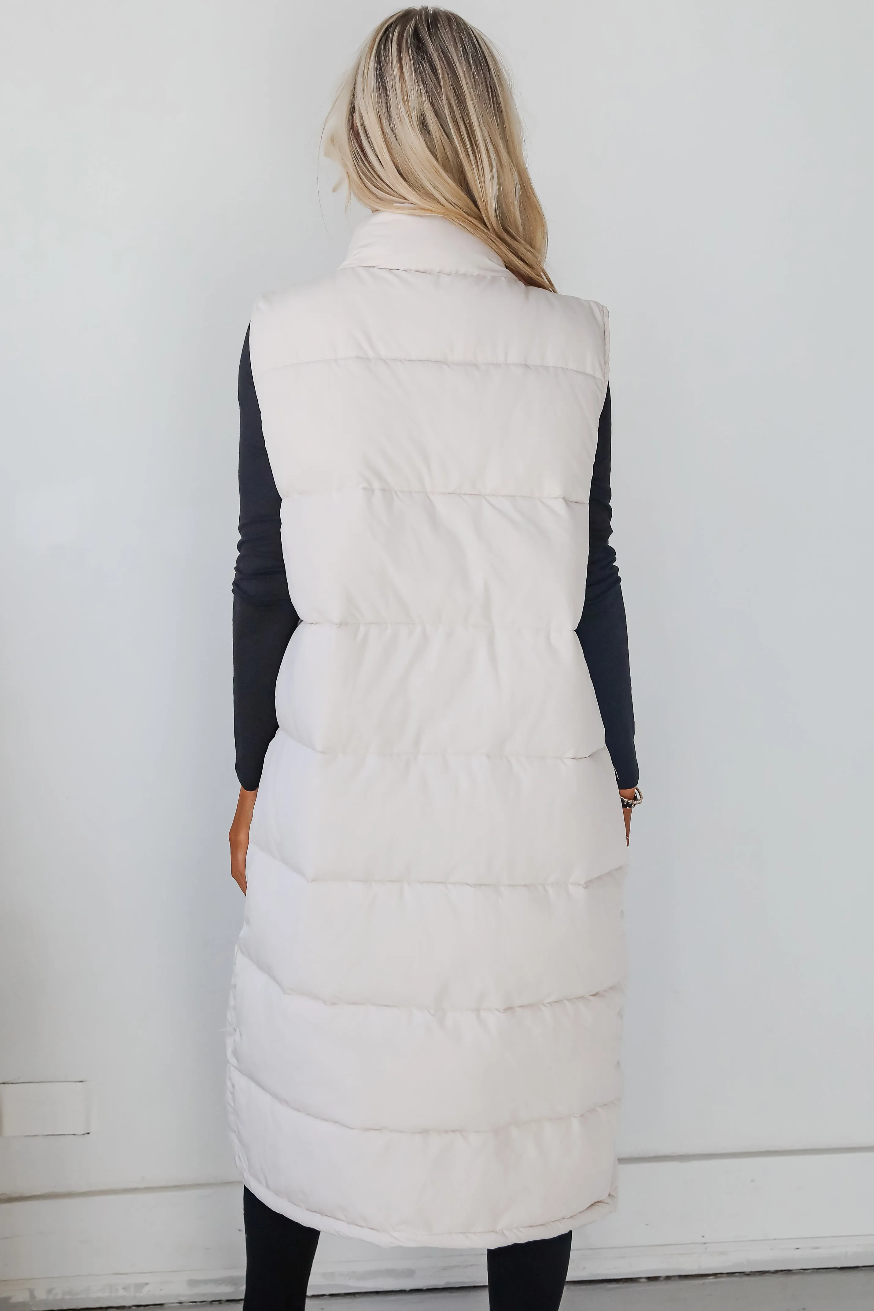 FINAL SALE - Slope Sweetie Cream Longline Puffer Vest