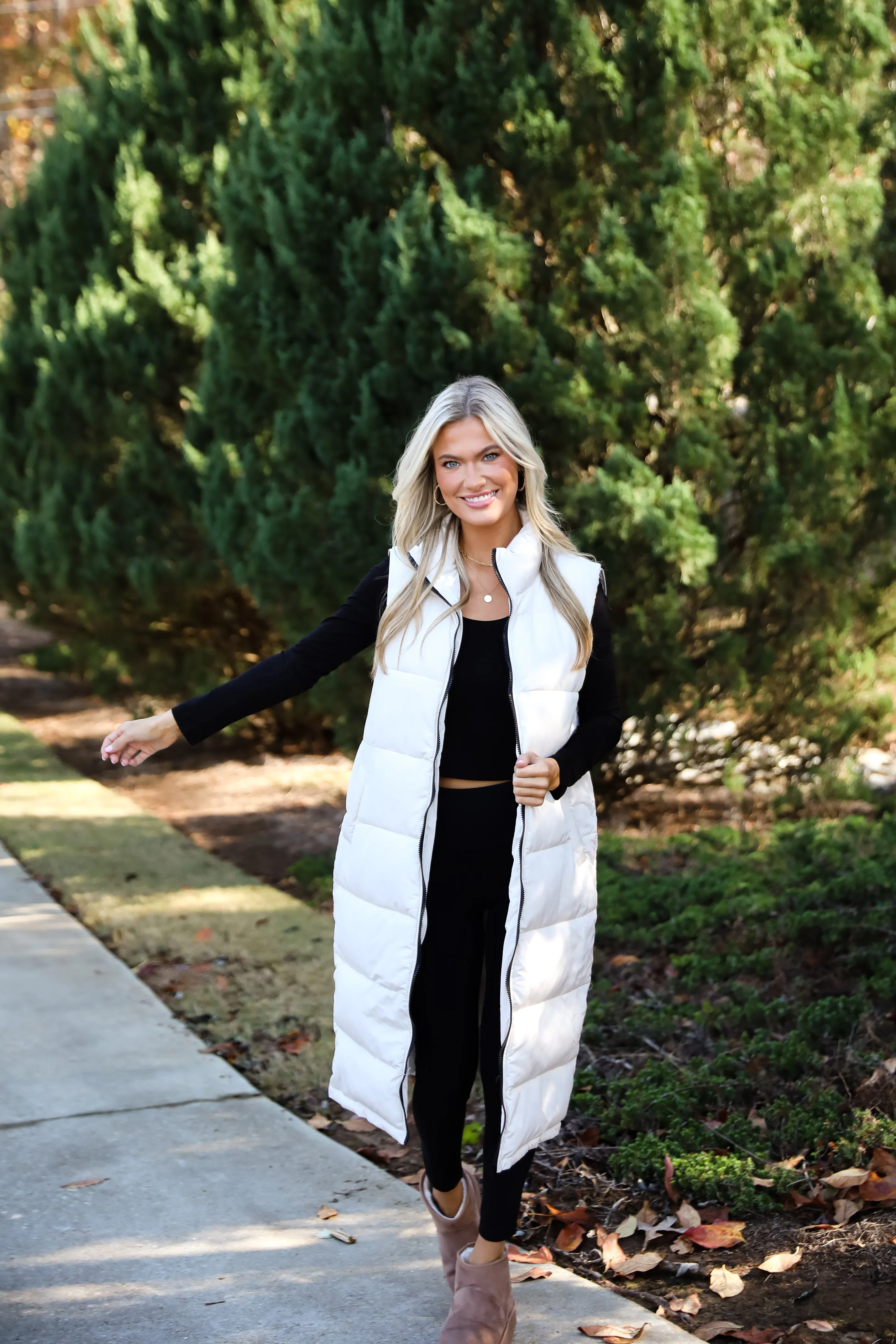 FINAL SALE - Slope Sweetie Cream Longline Puffer Vest