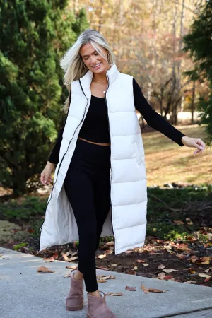 FINAL SALE - Slope Sweetie Cream Longline Puffer Vest