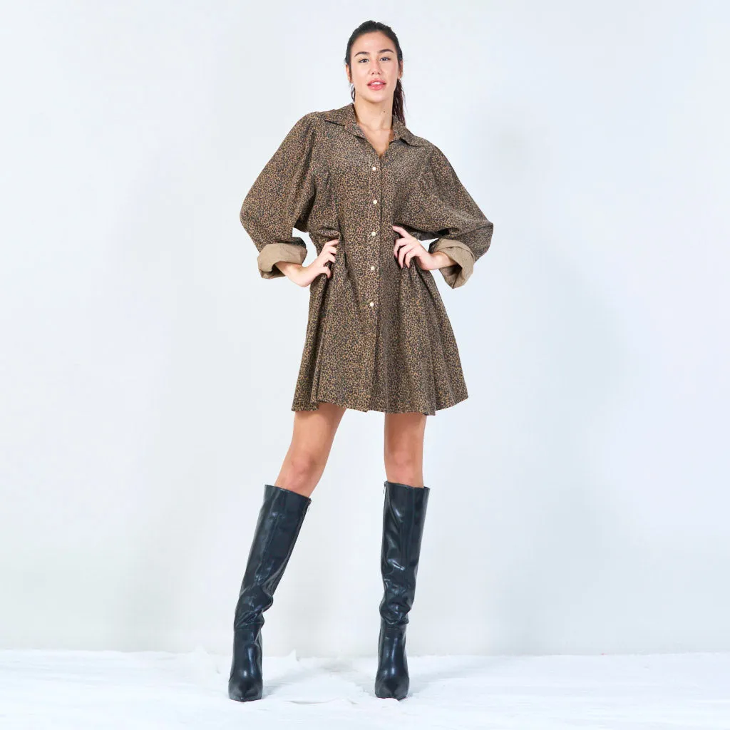 Flowy animal print tunic shirt dress wholesale