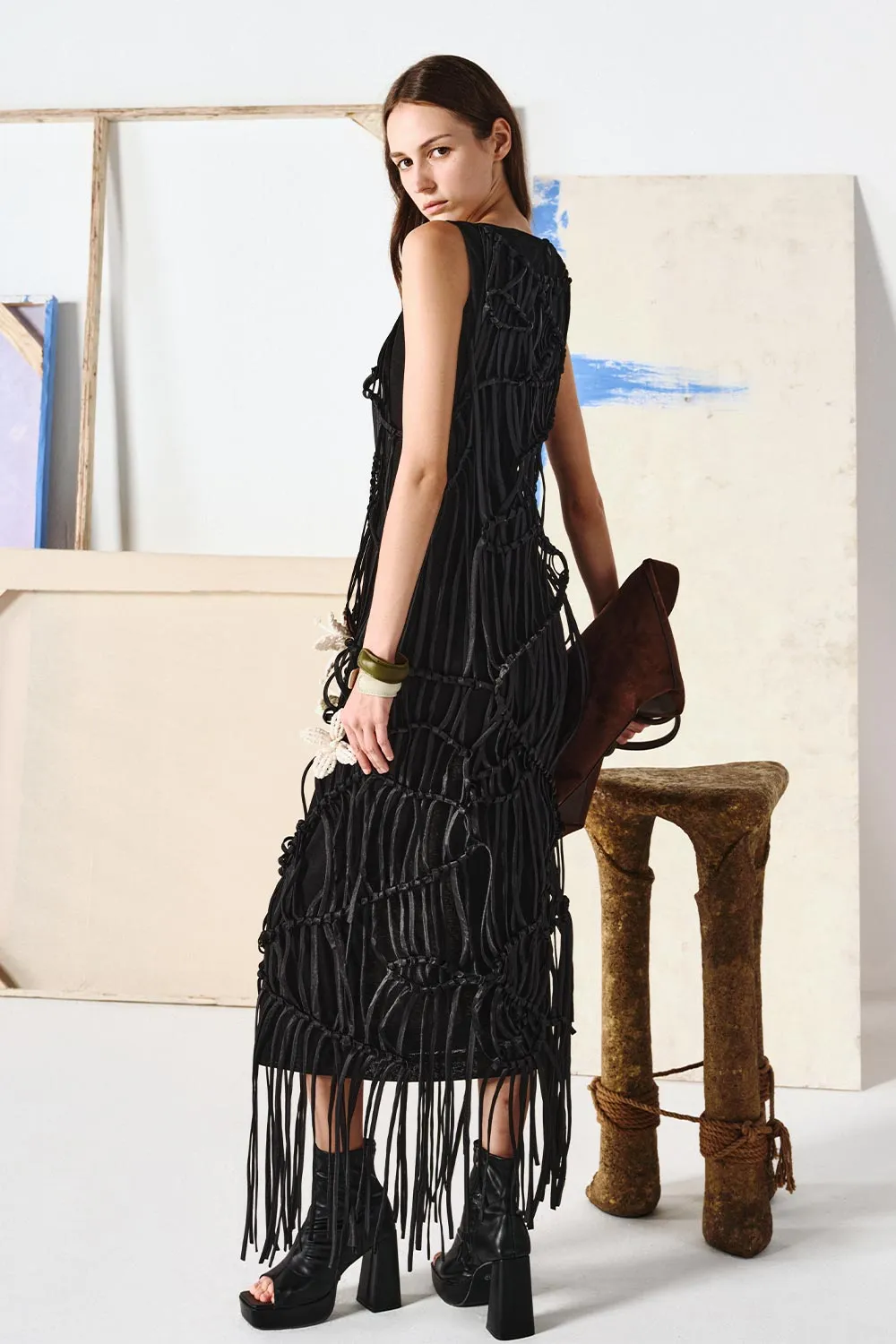 Freyja Straight Sleeveless Organza Maxi Dress
