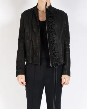 FW16 Black Leather Front Lace Jacket