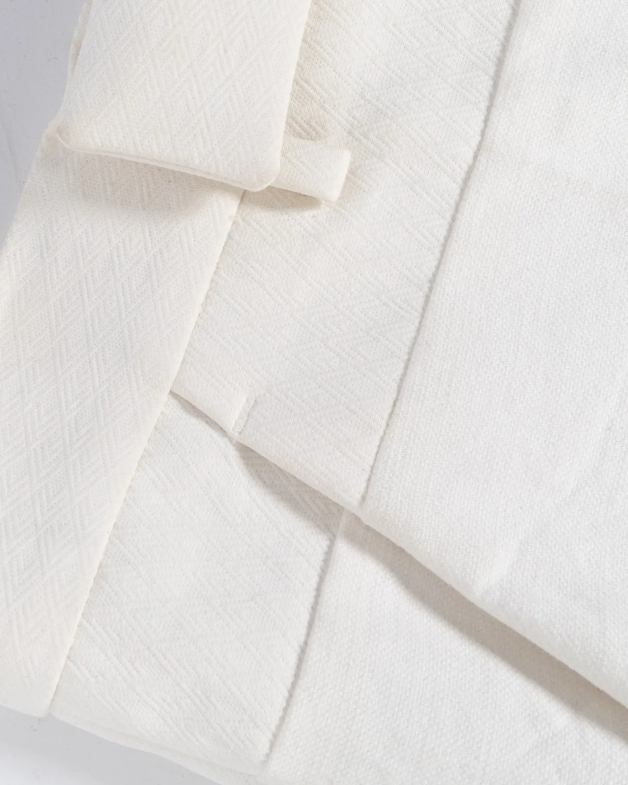 FW19 White Cotton Trousers with Chevron Waistband