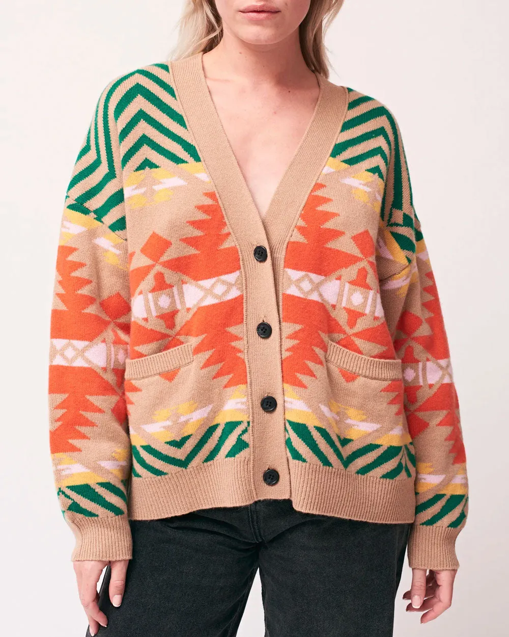 Hazelnut Aztec Vee Cardigan