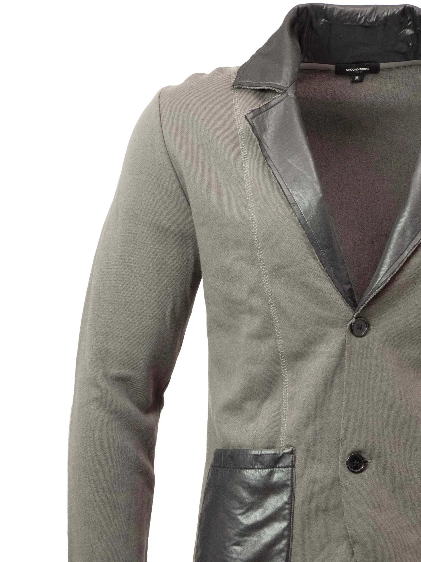 Jersey Blazer with Leather-Look Detailing
