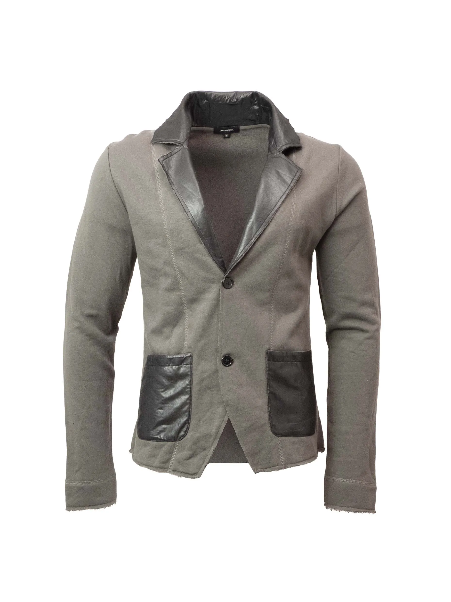 Jersey Blazer with Leather-Look Detailing
