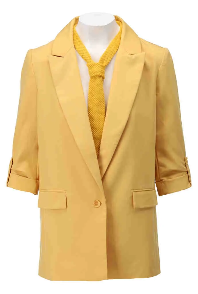 K-design - Blazer met 2/3 mouwen en das (A602Golden apricot)