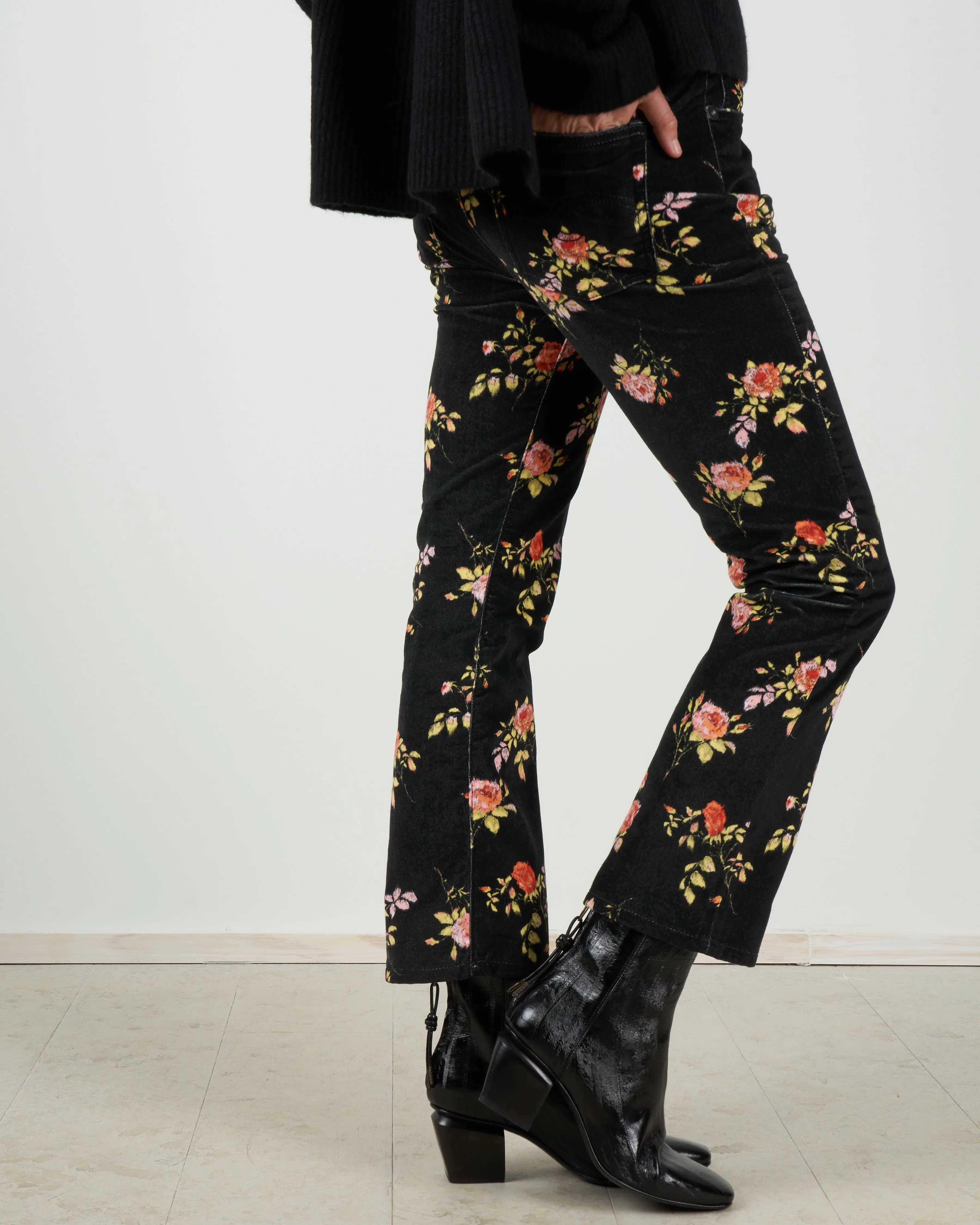 kick fit floral jean - black floral