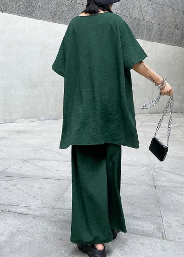 Large size casual fashion light and mature temperament T-shirt, wide-leg pants two-piece suit, young age suit women