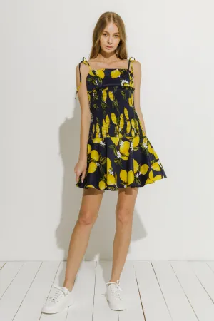 Lemon Print Smocked Dress