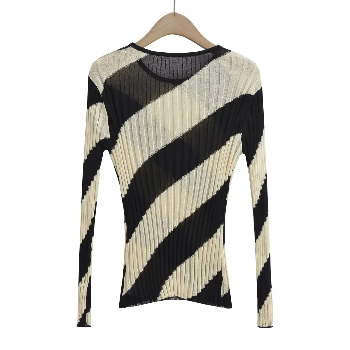 Long Sleeve Ribbed Stripe Sweater