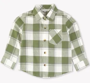 Long Sleeved Buton Down Shirt in Olive
