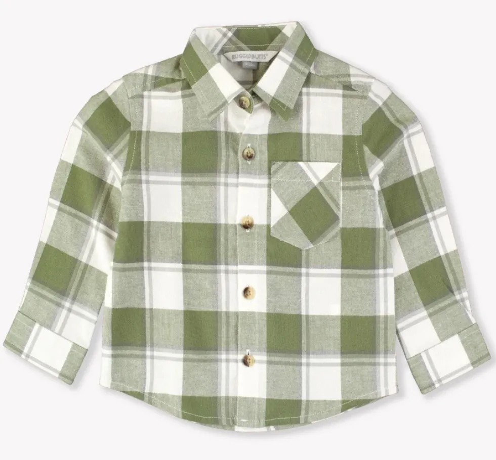 Long Sleeved Buton Down Shirt in Olive