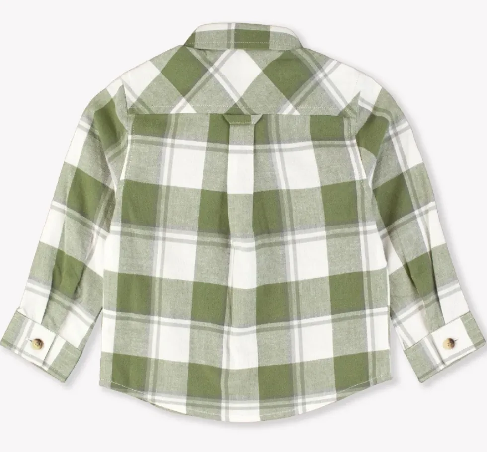 Long Sleeved Buton Down Shirt in Olive