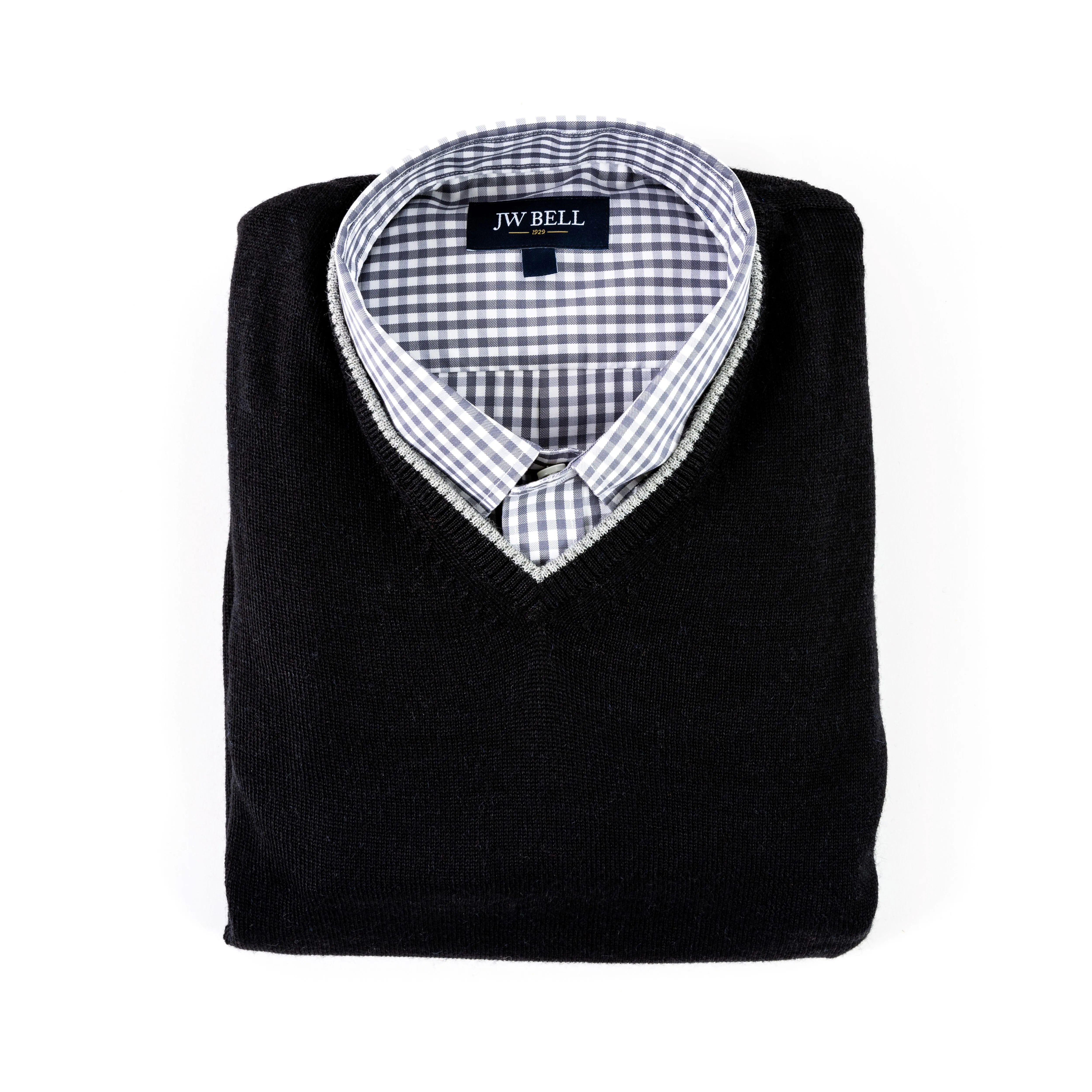 Luxe Royal Alpaca V-Neck Contrast Collar Sweater