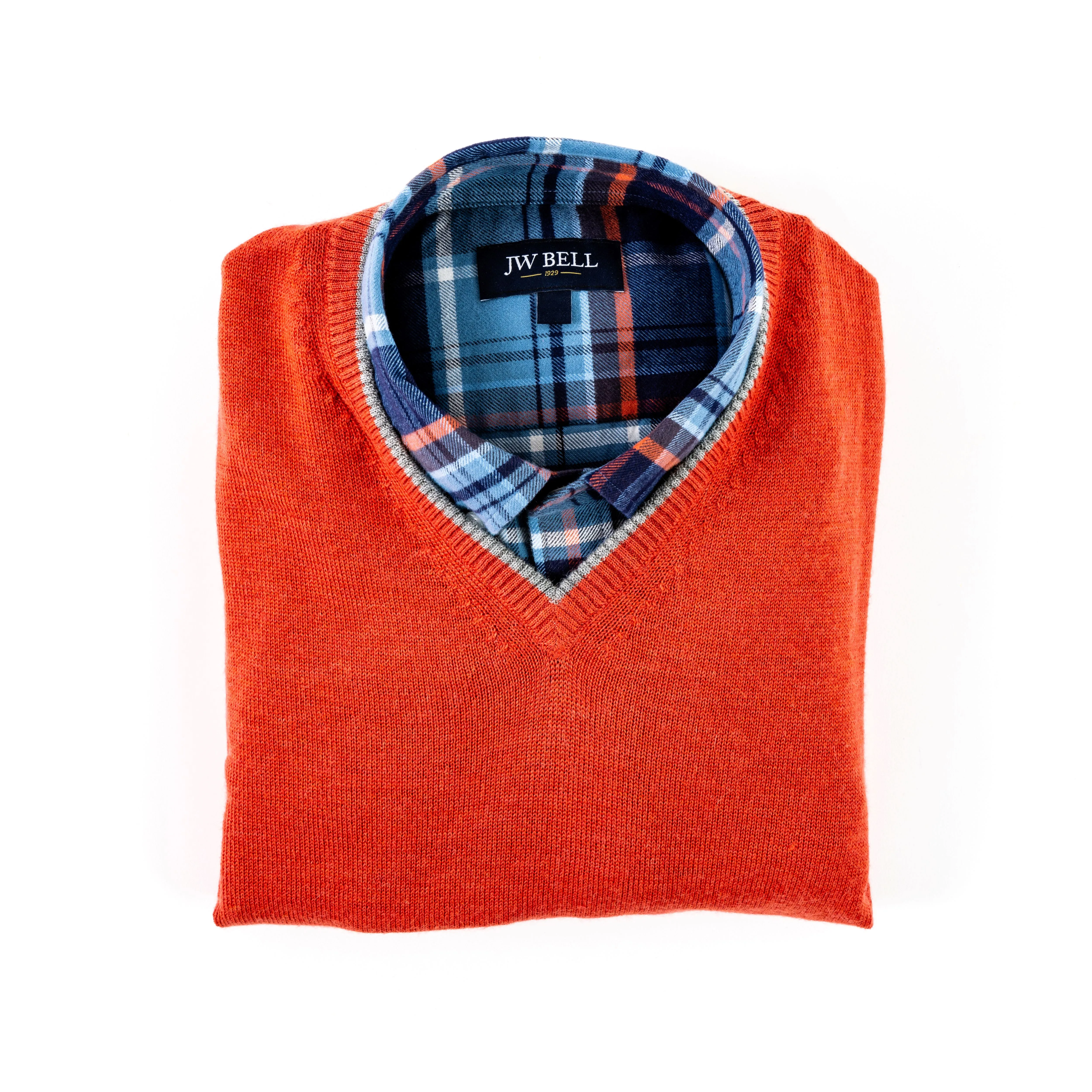 Luxe Royal Alpaca V-Neck Contrast Collar Sweater