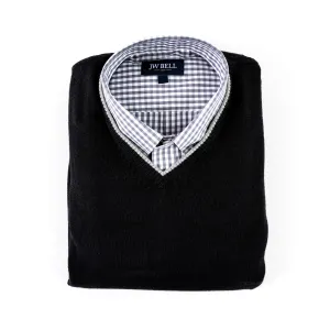 Luxe Royal Alpaca V-Neck Contrast Collar Sweater