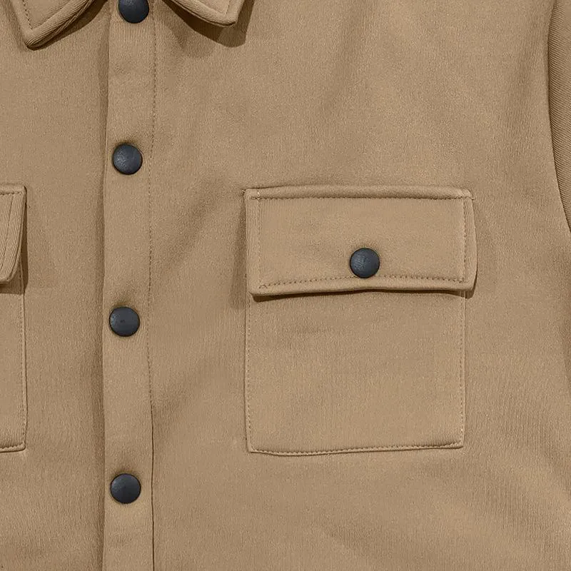 Men's Solid Color Plush Lapel Chest Pocket Single Breasted Jacket 19834406Z