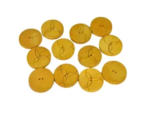 Mustard Geometric Abstract 2 Hole Wooden Buttons - 60L