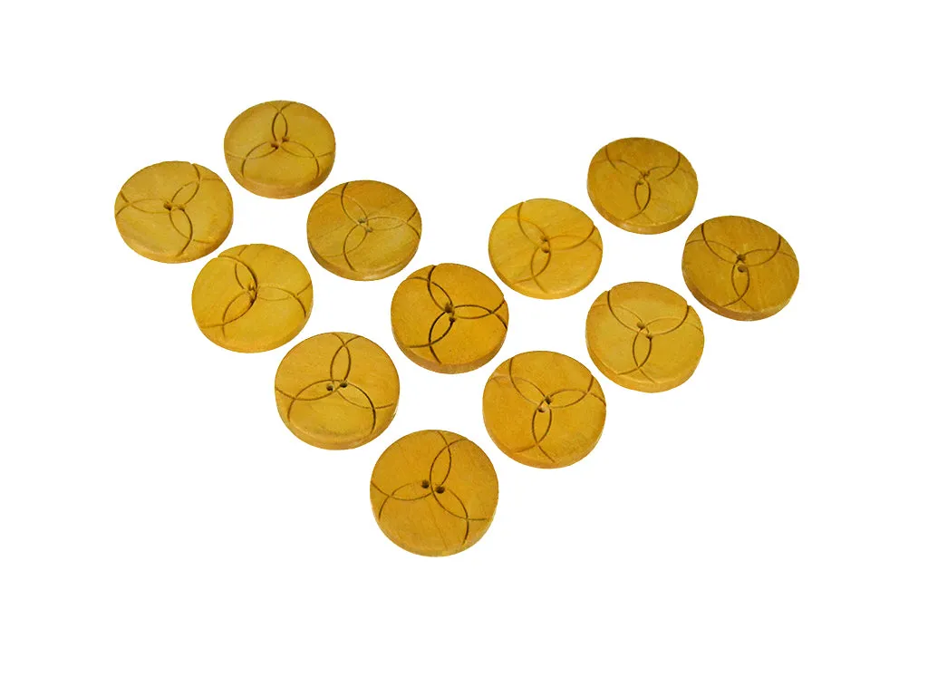 Mustard Geometric Abstract 2 Hole Wooden Buttons - 60L