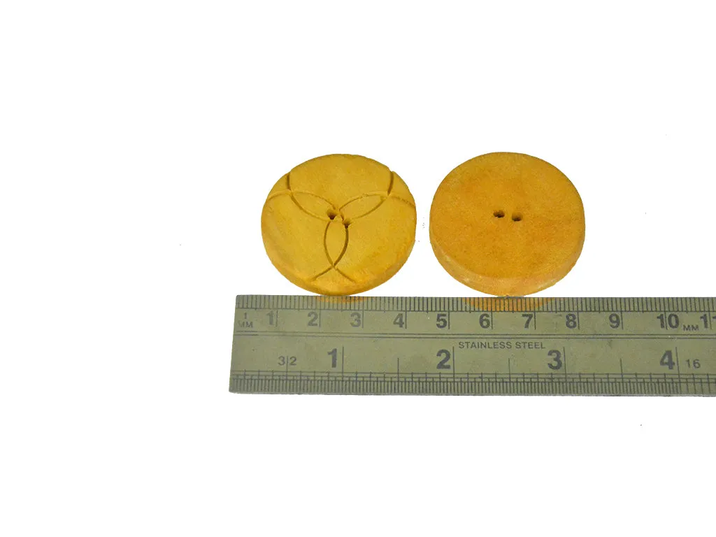 Mustard Geometric Abstract 2 Hole Wooden Buttons - 60L