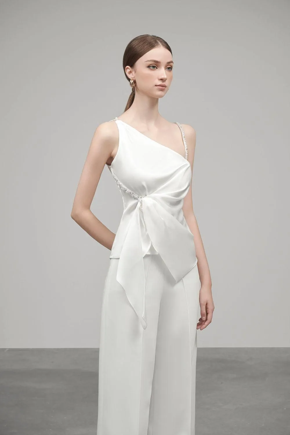 Naomi Straight Wide Leg Spandex Ankle Length Pants