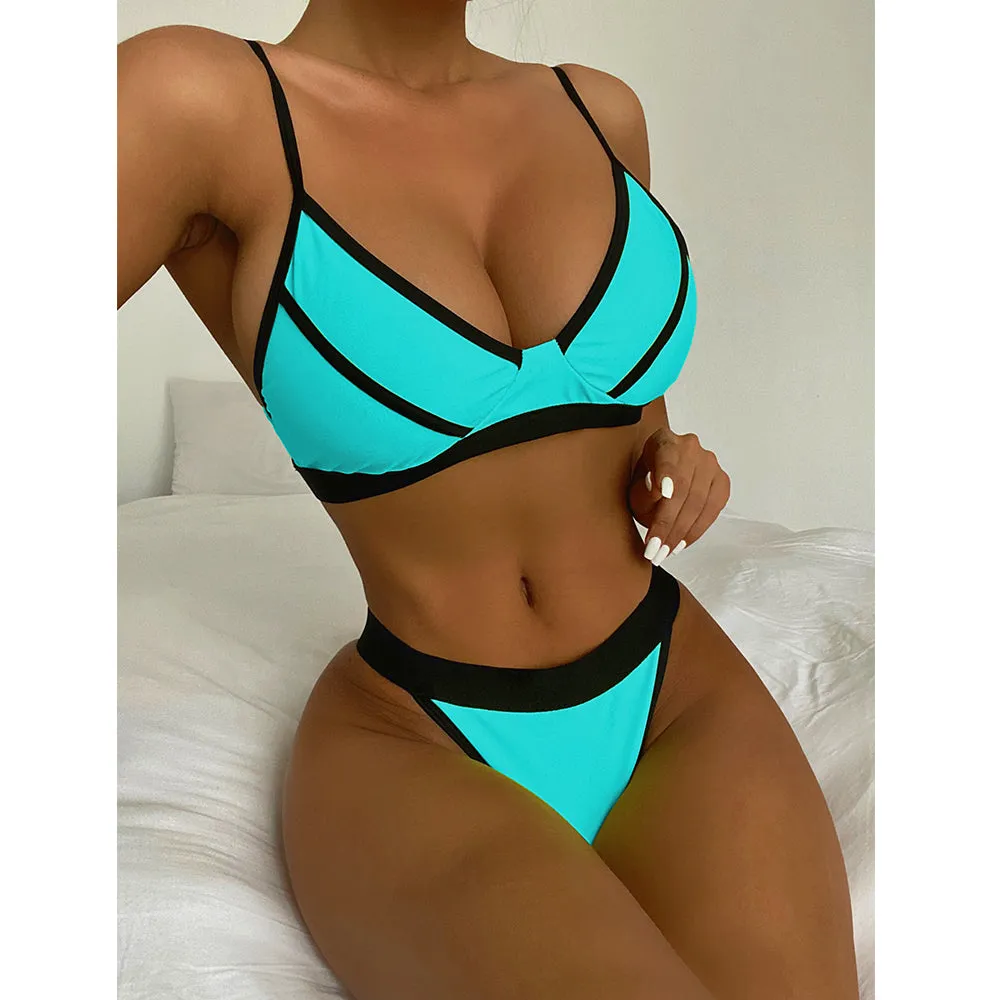 Neues sexy zweiteiliges Splicing-Bikini-Set 