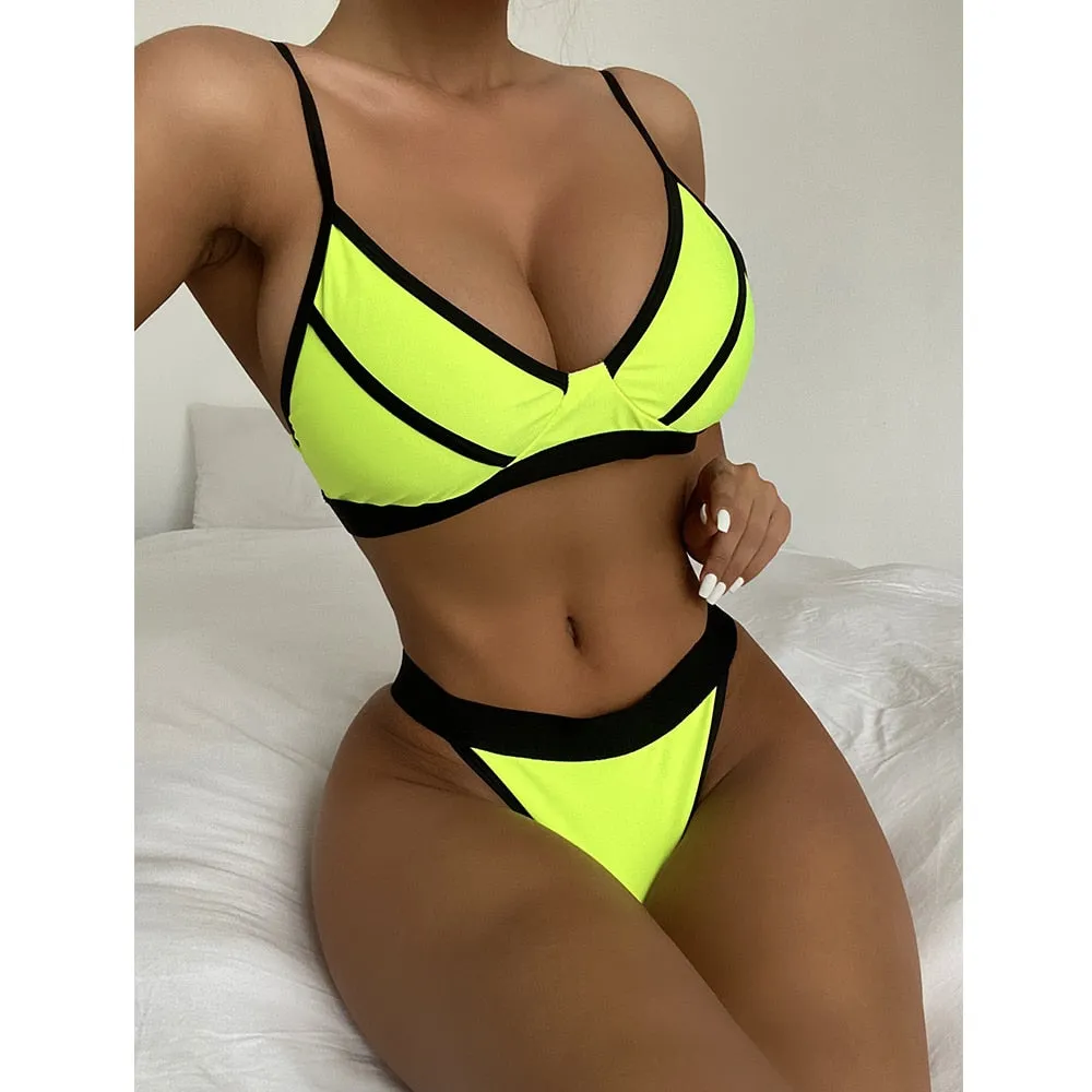 Neues sexy zweiteiliges Splicing-Bikini-Set 