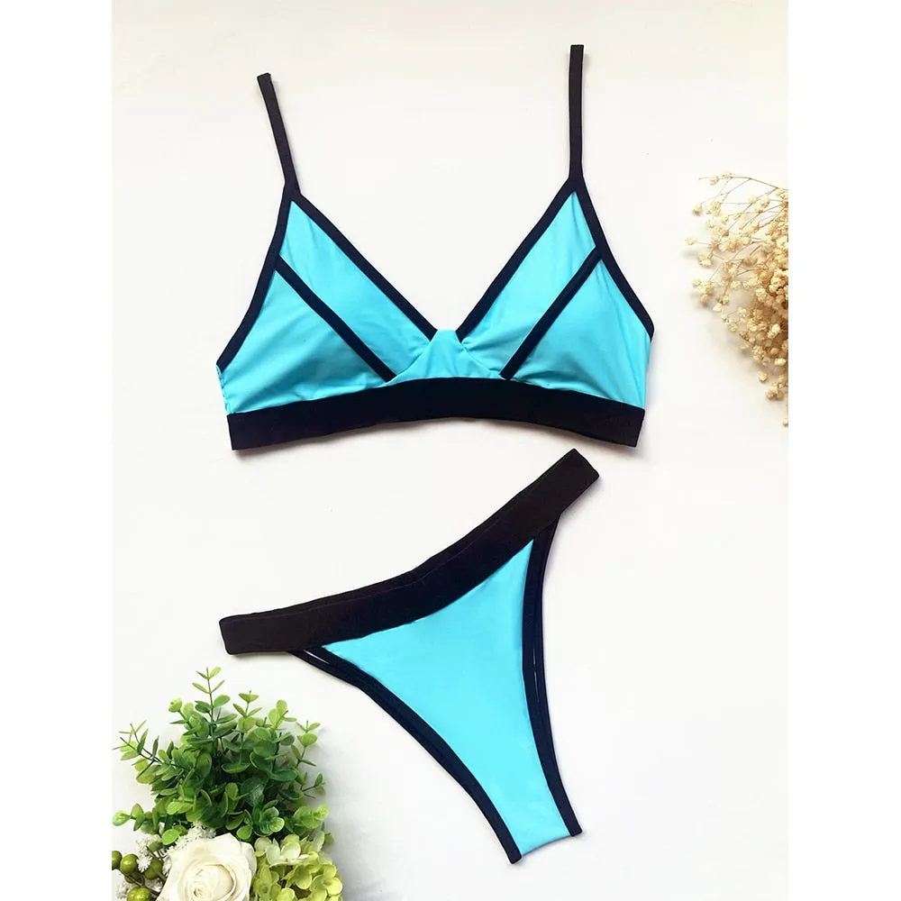 Neues sexy zweiteiliges Splicing-Bikini-Set 