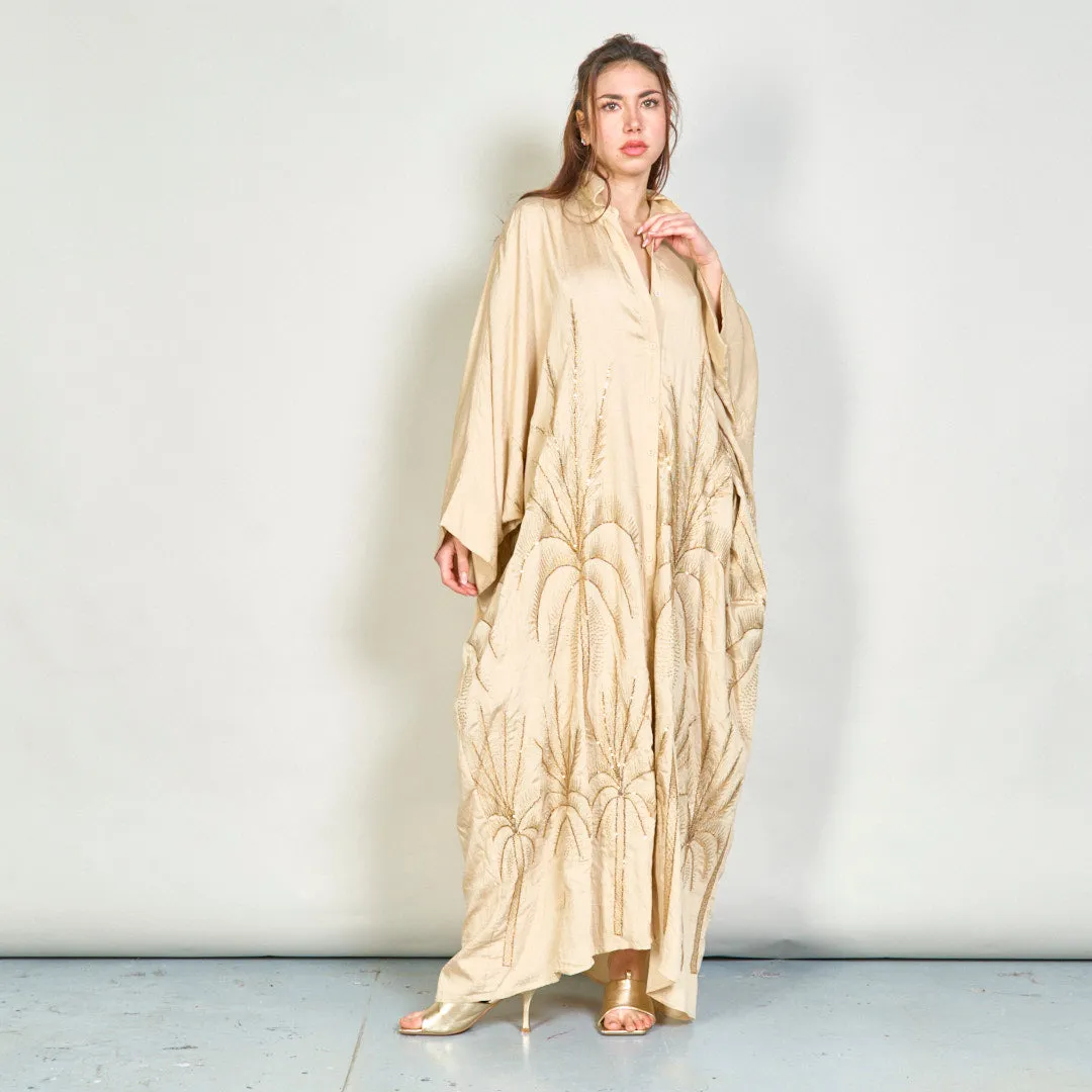 Oversize embroidered palm shirt dress wholesale