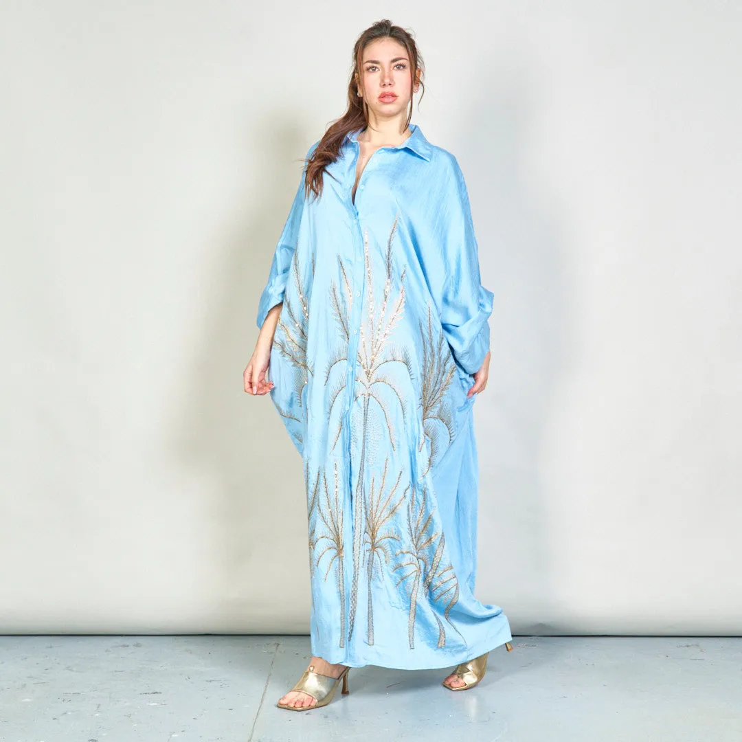Oversize embroidered palm shirt dress wholesale