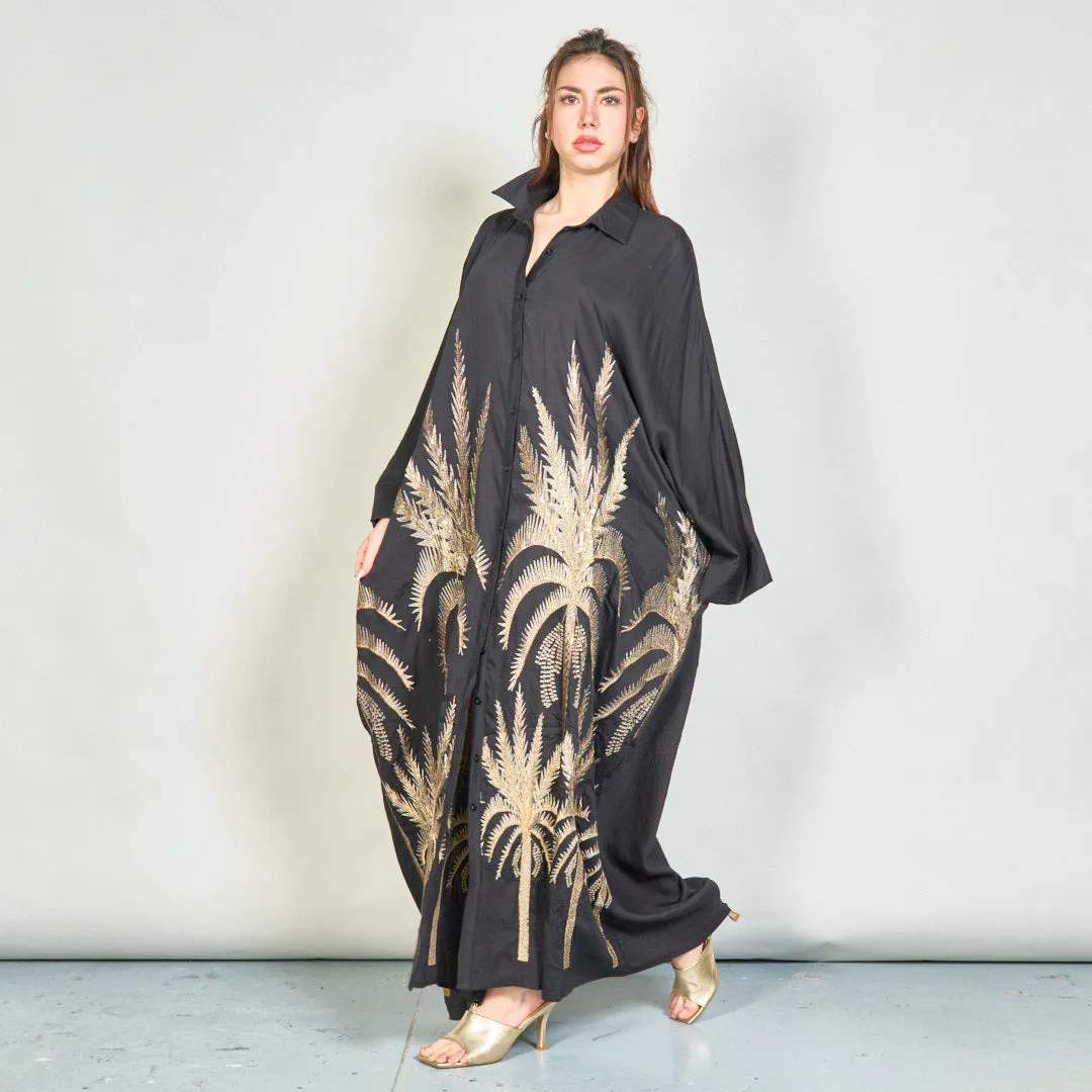 Oversize embroidered palm shirt dress wholesale