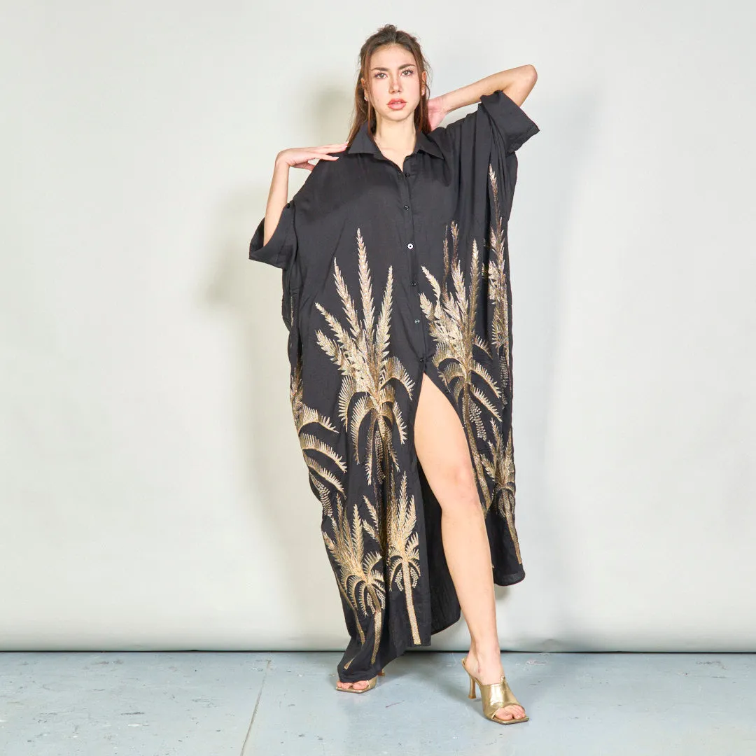 Oversize embroidered palm shirt dress wholesale