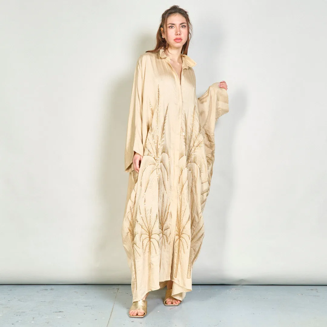 Oversize embroidered palm shirt dress wholesale