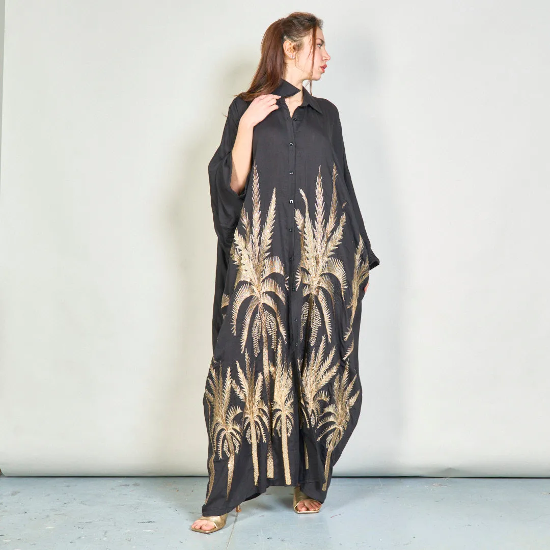 Oversize embroidered palm shirt dress wholesale