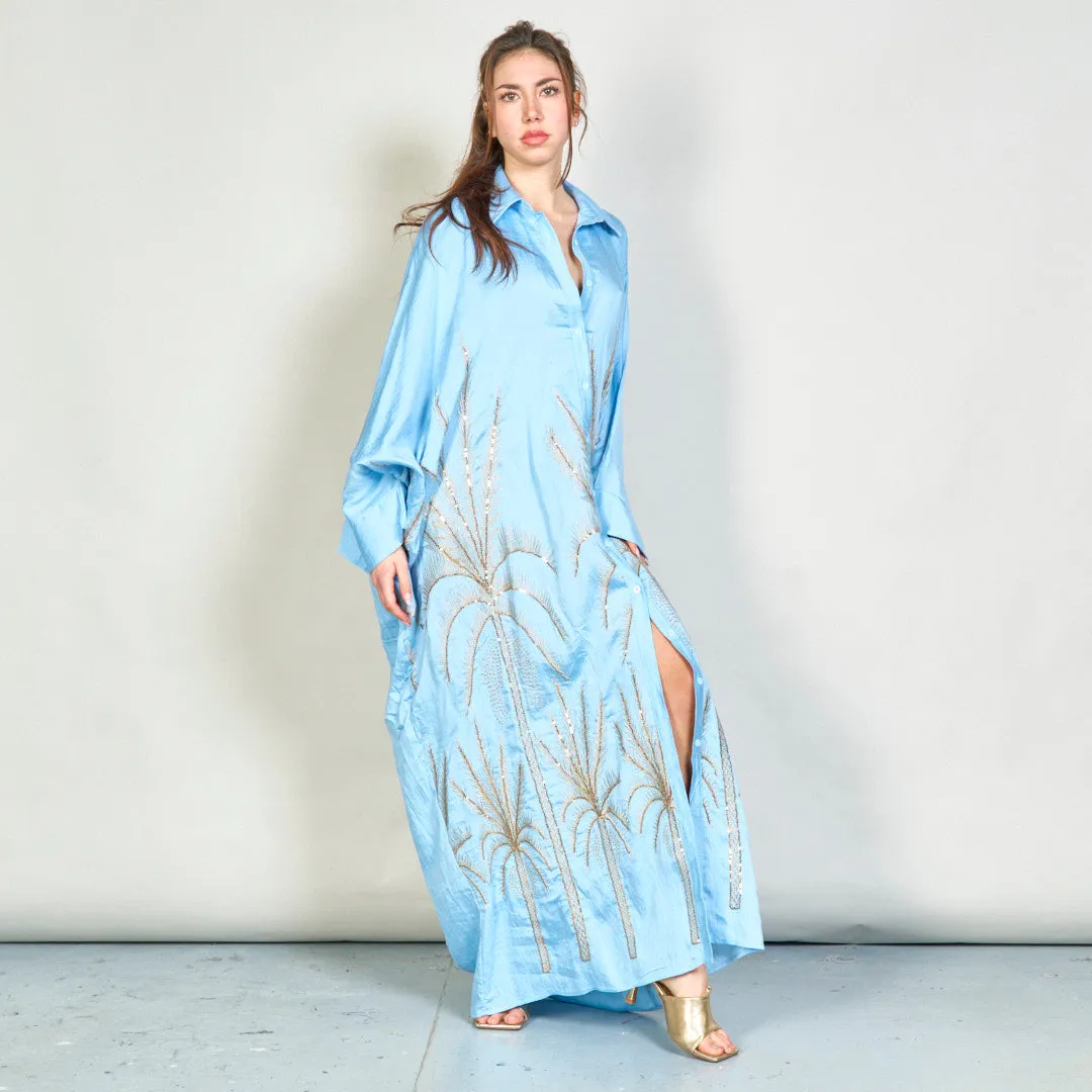 Oversize embroidered palm shirt dress wholesale