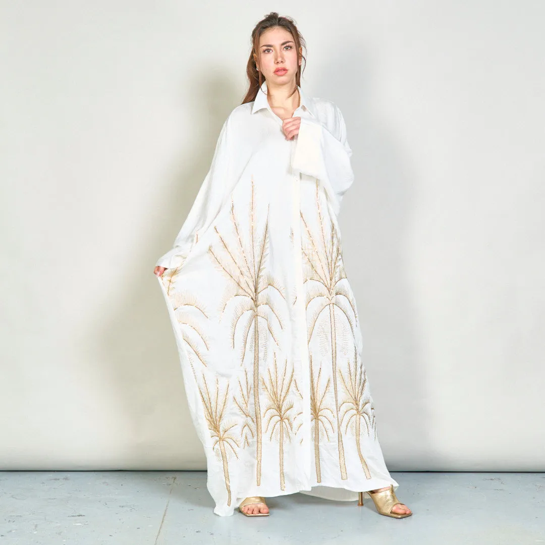 Oversize embroidered palm shirt dress wholesale
