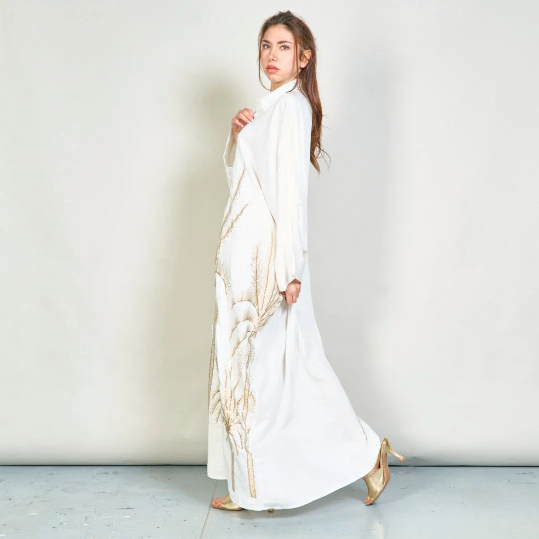 Oversize embroidered palm shirt dress wholesale